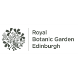royal botanic gardens logo, royal botanic garden Edinburgh in writing with a leaf logo on the right